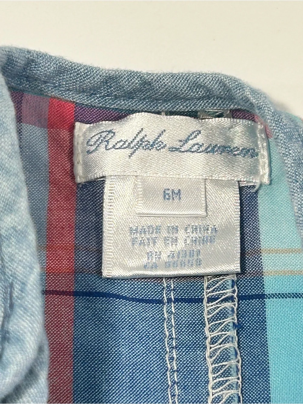 Ralph Lauren Baby 6M Blue Plaid Sleeveless Romper Shortall One Piece